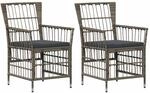 Gartenst&uuml;hle 2 Stk. Grau Pe Rattan, Stahl Und Polyesterstoff Vidaxl