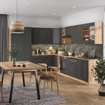 Vicco - Eckk&uuml;che Fame-line, Anthrazit Landhaus/goldkraft Eiche, 347 X 257 Cm Ohne