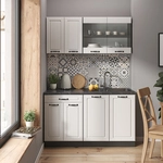 Vicco - Singlek&uuml;che R-line, Wei&szlig; Landhaus/anthrazit, 140 Cm Ohne Arbeitsplatte