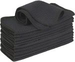 12x Mikrofasert&uuml;cher Waffelmuster 20x20cm Schwarz Saugf&auml;hig & Fusselfrei