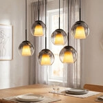 Led Pendelleuchte H&auml;ngelampe Esszimmerlampe 6-flammig Schwarz Glas H 120 Cm