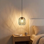 Led H&auml;ngeleuchte Pendelleuchte Esszimmerlampe Gitteroptik Schwarz H 150 Cm