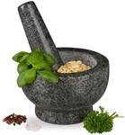 Relaxdays - Granit M&ouml;rser Mit St&ouml;&szlig;el, Robust & Langlebig, Gew&uuml;rze, Kr&auml;uter,
