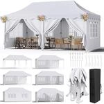 Faltpavillon 3x6m Wei&szlig; Wasserdicht Mit 6 Seitenw&auml;nden, Uv-schutz 50+