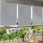 Woltu Au&szlig;enrollo Senkrechtmarkise Balkonmarkise Outdoorrollo Grau 100x240 Cm