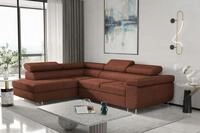Ecksofa Sofa Jade Stoff Ascot Rostbraun Mit Schlaffunktion Ottomane Links