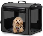 Faltbare Hundebox 61x52x45 Cm, Atmungsaktiv, Mit Rolltor, Dunkelgrau