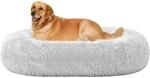 Orthop&auml;disches Hundebett Rund, Kuschelig & Waschbar, 100 Cm, Hellgrau