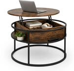 Relaxdays Couchtisch Mit Stauraum, Hxd: 47 X 80 Cm, Lift-top, Mdf & Metall, Runder