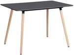 Esstisch Rechteckig 110x70cm F&uuml;r 4 Personen, Schwarz, Buchenholzbeine