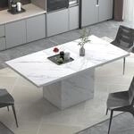 Esstisch Rechteckig Marmoroptik F&uuml;r 4-6 Personen, 140x75cm, Wei&szlig;