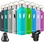 Edelstahl Trinkflasche 350ml-1l, Bpa-frei, Auslaufsicher, Mit 2 Deckeln