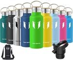 Edelstahl Trinkflasche 350-1000ml, Bpa-frei, Thermoskanne Mit 2 Deckeln,...