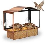 Metall-vogelfutterspender F&uuml;r Fenster Mit Abnehmbarer Schale, Wetterfest