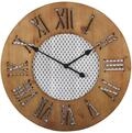 Wanduhr Dunkler Holzfarbton Und Wei&szlig; &Oslash; 60 Cm Rund R&ouml;mische Zahlen Im...