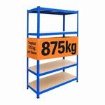 Relaxdays Schwerlastregal, Hxbxt: 200 X 120 X 50 Cm, 875 Kg, 5 Ebenen, Lagerregal