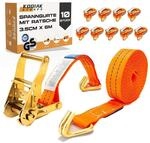10x Spanngurte 6m 2000kg Mit Ratsche Und Haken, 35mm, T&uuml;v/gs Gepr&uuml;ft