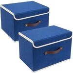 Faltbare Aufbewahrungsbox Mit Deckel, 2er-set, 38x25x25 Cm, Klassisch Blau