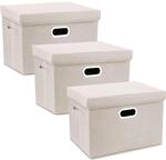 Aufbewahrungsbox Mit Deckel, Faltbar, Waschbar, 3er-set, Beige