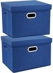 Aufbewahrungsbox Mit Deckel, Faltbar, Waschbar, 2er-set, 35l, Klassisch Blau