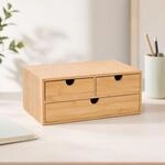 Relaxdays Schubladenbox, Bambus, 3 Schubladen, B&uuml;ro & Home Office, Hbt: 13,5 X...