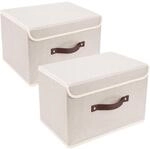 Faltbare Aufbewahrungsbox Mit Deckel, 2er-set, 38x25x25 Cm, Beige