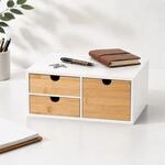 Relaxdays Schubladenbox, Bambus & Mdf, 3 Schubladen, H X B X T: 13,5 X 33 X 21 Cm,