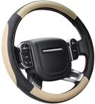 Anti-rutsch Lenkradbezug Mikrofaser Leder Beige/schwarz L (39-40.5cm)