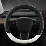Lenkradbezug Pu-leder F&uuml;r Tesla 35cm Schwarz-wei&szlig; Rutschfest