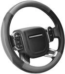 Lenkradbezug Auto Mikrofaser Leder Grau Schwarz L 39-40.5cm Rund
