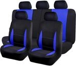 Auto Sitzbez&uuml;ge Universal Set Blau Schwarz, Airbag-kompatibel, Teilbare...