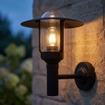 Led Au&szlig;enleuchte Wandleuchte Glas Au&szlig;enbereich Ip44 Schwarz Aluminium H 34 Cm