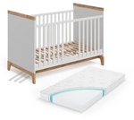 Babybett Malia, Wei&szlig;/artisan, 70x140 Cm Mit Matratze, Vitalispa
