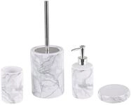 Beliani - Badezimmer Set Wei&szlig; Keramik 4-teilig Trinkglas Seifenschale Seifenspender