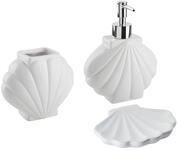 Beliani - Badezimmer Set Wei&szlig; Naturstein Dolomit 3-teilig Mit Muschel-design