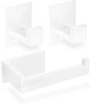 1 Toilettenpapierhalter + 2 Handtuchhaken Badezimmerset Selbstklebend Weiss