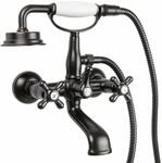Paulgurkes - Schwarze Wannenarmatur Retro Aufputz Nostalgie Handbrause Antik