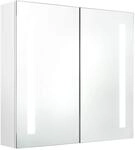 Led-spiegelschrank F&uuml;rs Bad Gl&auml;nzend Wei&szlig; 62x14x60 Cm Vidaxl