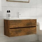 Vidaxl Sink Cabinet Smoked Oak 90x38,5x45 Cm Engineered Wood