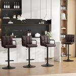 Barhocker 4er Set H&ouml;henverstellbar Mit R&uuml;ckenlehne Und Armlehnen, Drehbar,