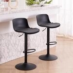Barhocker 2er Set Schwarz, H&ouml;henverstellbar, Drehbar Mit R&uuml;ckenlehne