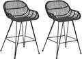 Set Mit 2 Barst&uuml;hlen Terrell Rattan Schwarz