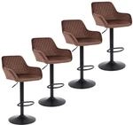 Barhocker 4er Set, H&ouml;henverstellbar, Drehbar, Samt, Braun