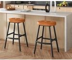 Barhocker 2er Set 62cm Hoch Mit Pu-bezug, Braun/schwarz