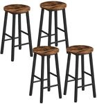 Barhocker 4er Set, Rustikal Braun & Schwarz, Mit Fu&szlig;st&uuml;tzen, Verstellbare F&uuml;&szlig;e