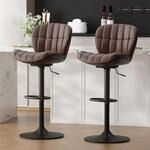 Barhocker 2er Set H&ouml;henverstellbar Mit R&uuml;ckenlehne Und Fu&szlig;st&uuml;tze, Braun