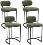 Barhocker 4er Set Mit R&uuml;ckenlehne, Kunstleder Gr&uuml;n, 66cm Sitzh&ouml;he
