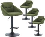 Barhocker 4er Set 360&deg; Drehbar H&ouml;henverstellbar Mit R&uuml;ckenlehne, Gr&uuml;n