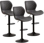Barhocker Mit Lehne, 360&deg; Drehbar, H&ouml;henverstellbar, Kunstleder, 3 St&uuml;ck