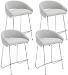 Barhocker 4er Set Mit R&uuml;ckenlehne, Chenille, Metallgestell, Modern, Grau
